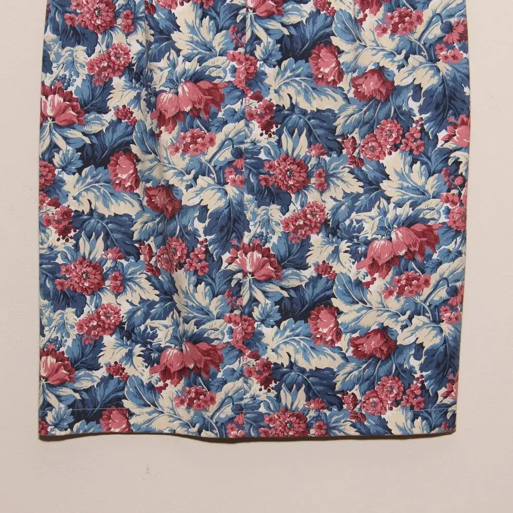 Vintage Norm Thompson Floral Denim Pencil Skirt Size 10 Midi/Maxi Made in USA
